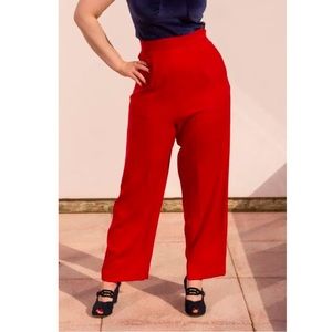 Freddies of Pinewood red Useful Trousers 1940s wide leg